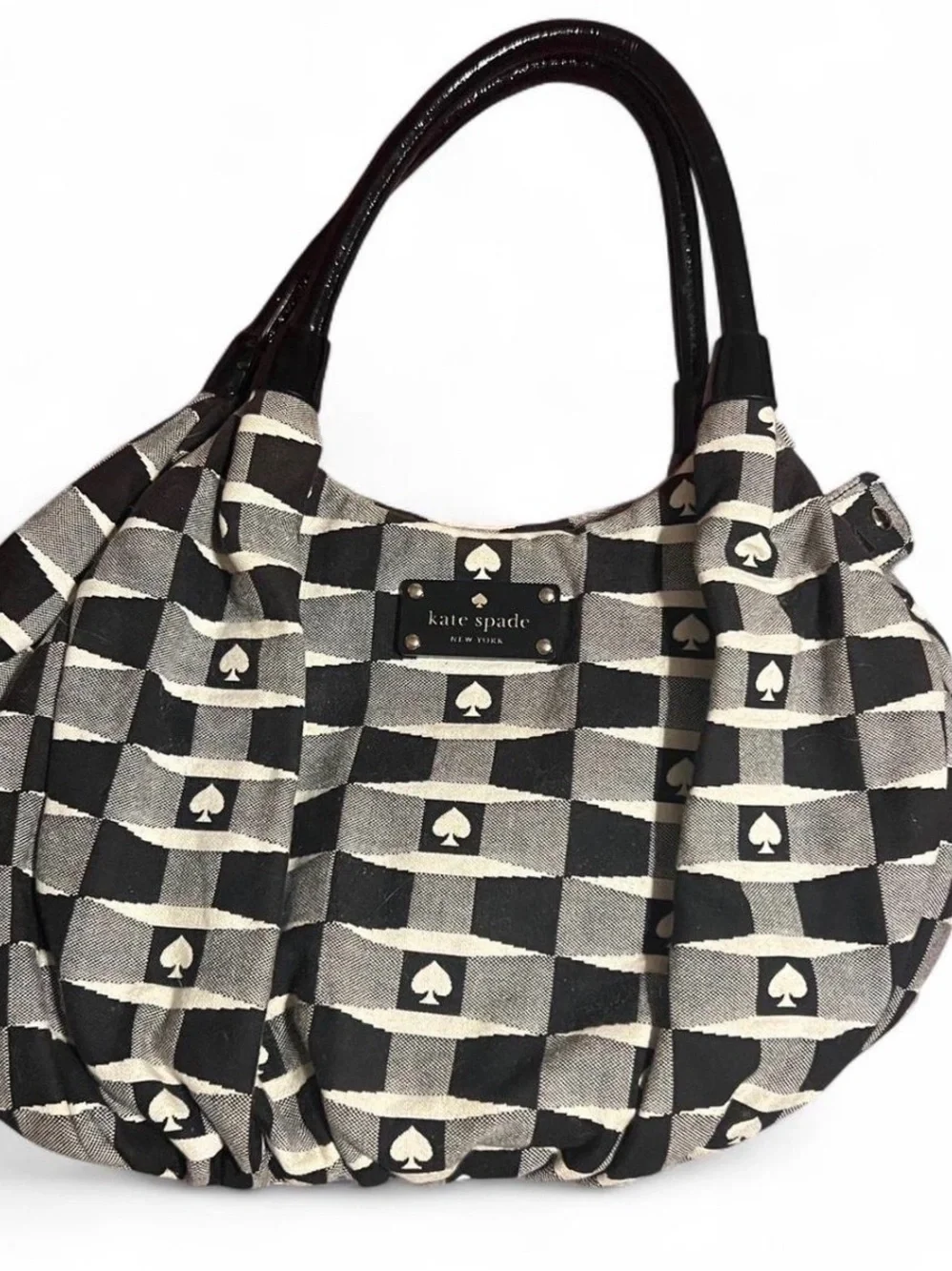 kate spade Black & Cream Checker Spade Shoulder Bag